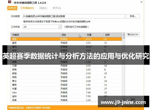 英超赛季数据统计与分析方法的应用与优化研究 英超赛季数据统计与分析方法的应用与优化研究